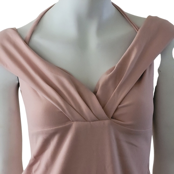 Nookie Athena Off Shoulder Halter Midi Dress Blush Pink Size Large - Picture 11 of 14